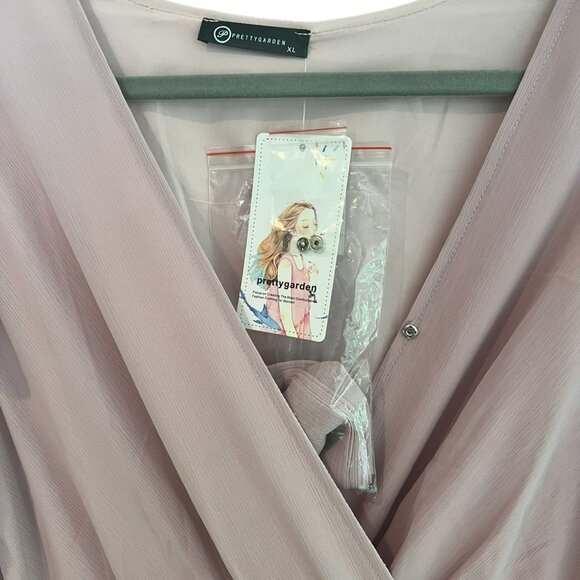 Women's PRETTYGARDEN  Boho Wrap V Neck‎ Short Sleeve Belted Dress Size XL - Picture 4 of 4